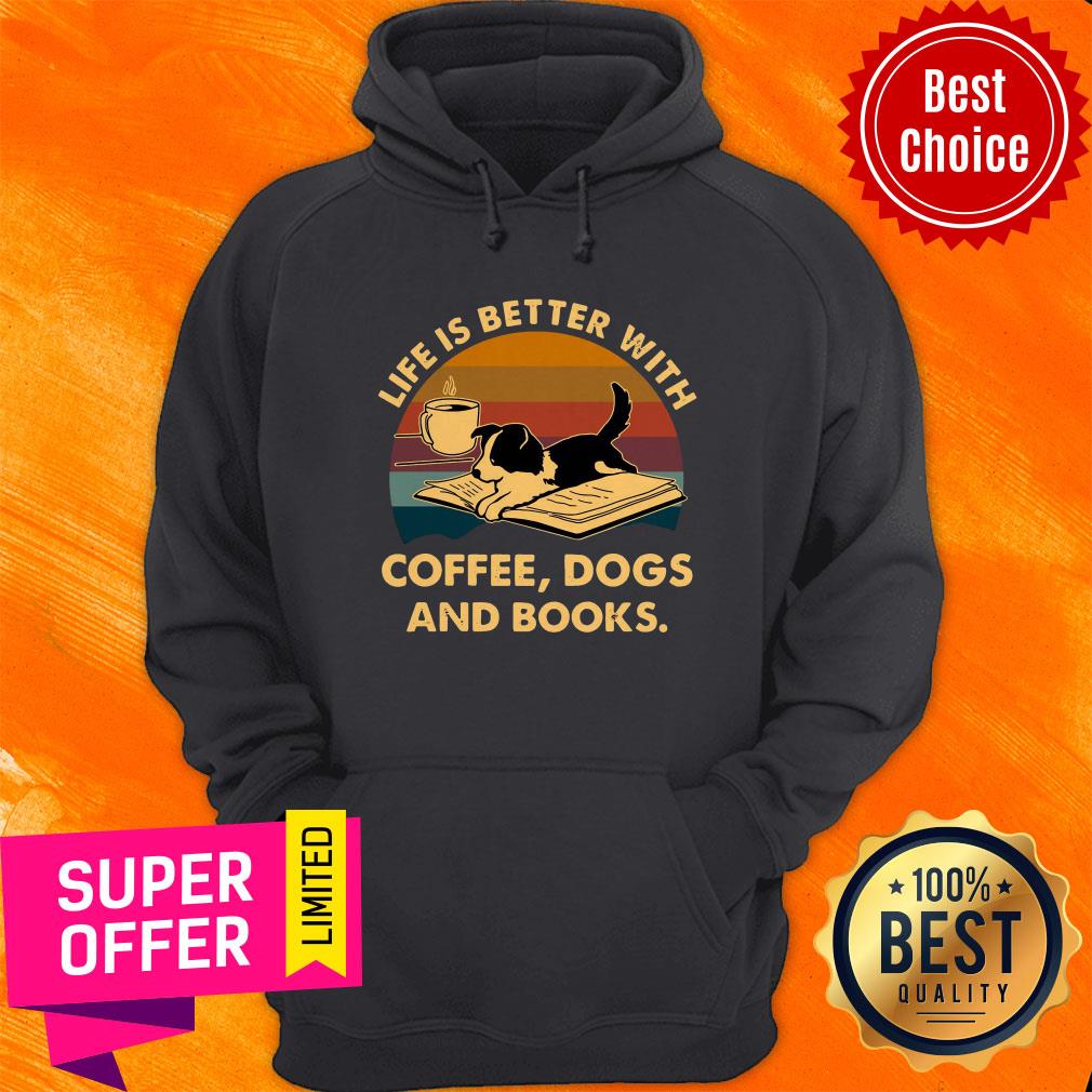 Premium Life Is Better With Coffee Dogs And Books Vintage Shirt - Image 2