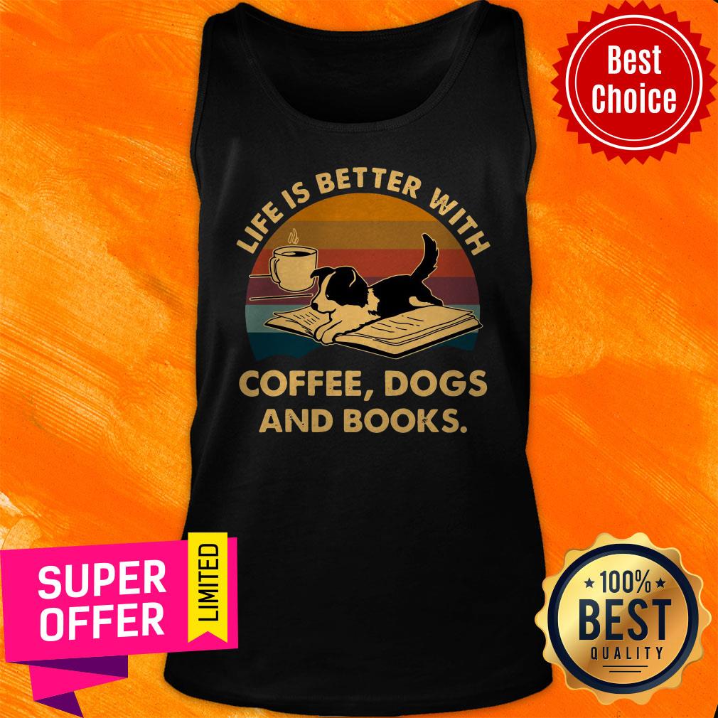 Premium Life Is Better With Coffee Dogs And Books Vintage Shirt - Image 4