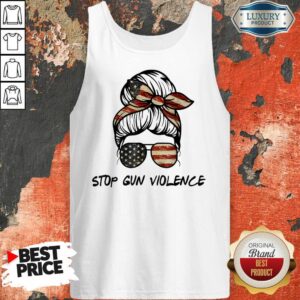 Alternative view of Stop Gun Violence Messy Bun Shirt