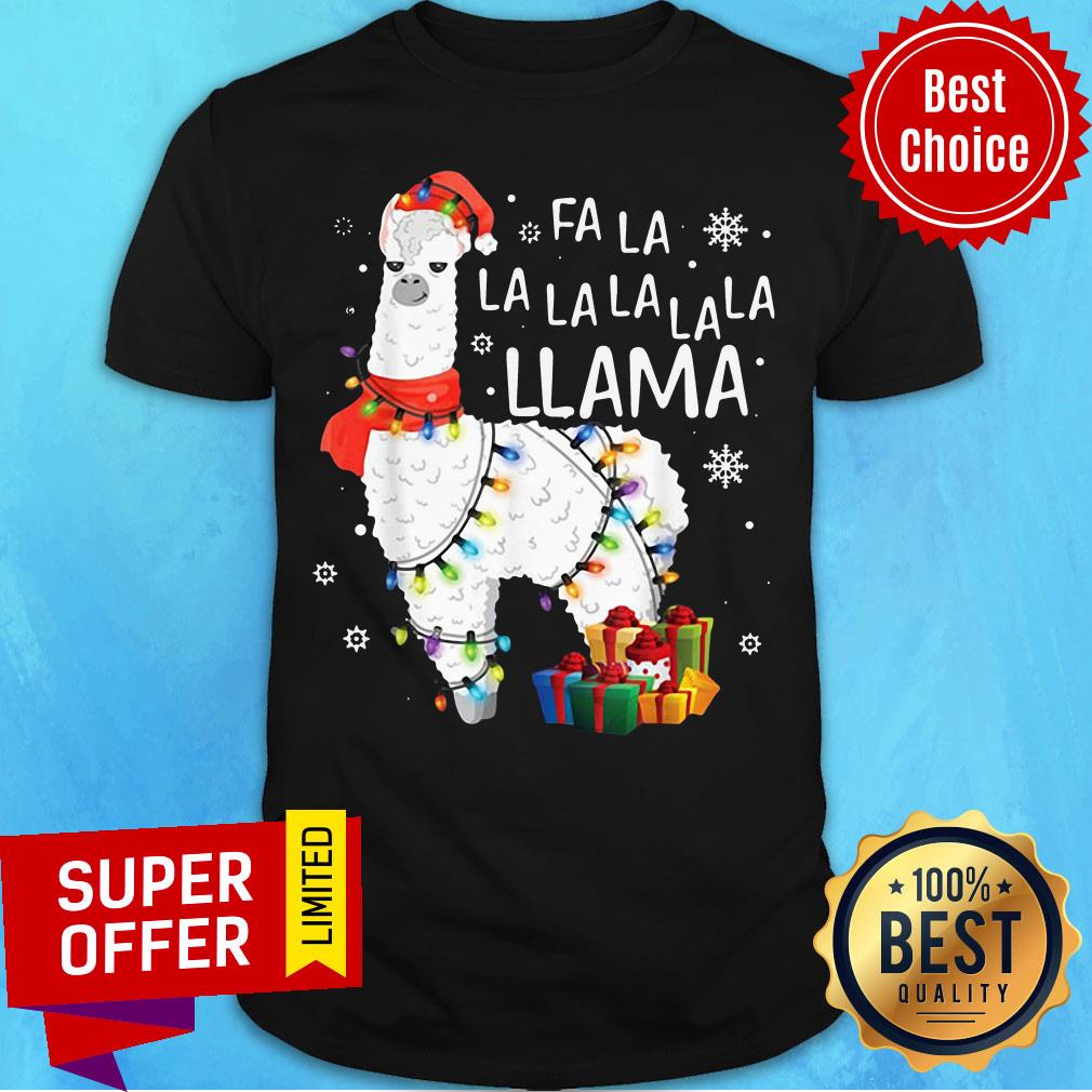 Awesome Santa Llama Fa La La La Light Christmas Shirt