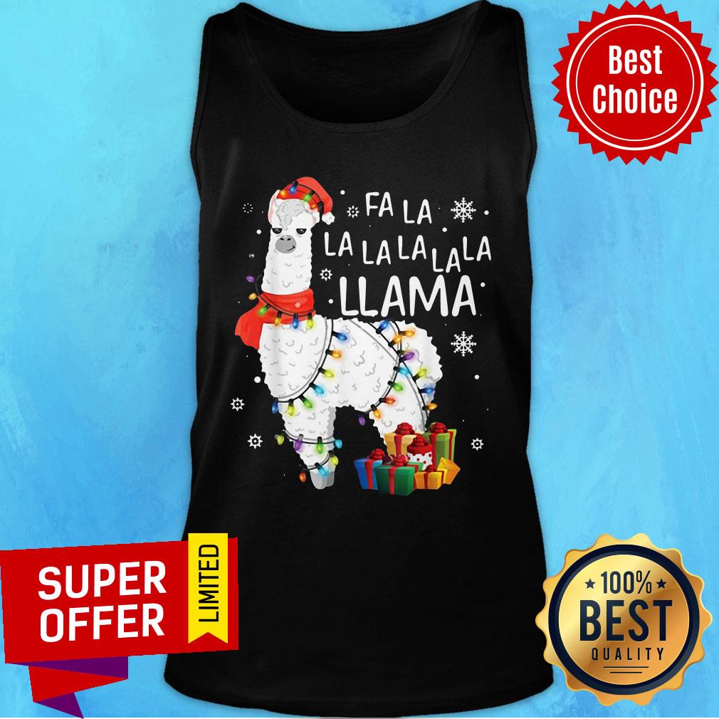 Awesome Santa Llama Fa La La La Light Christmas Shirt - Image 4