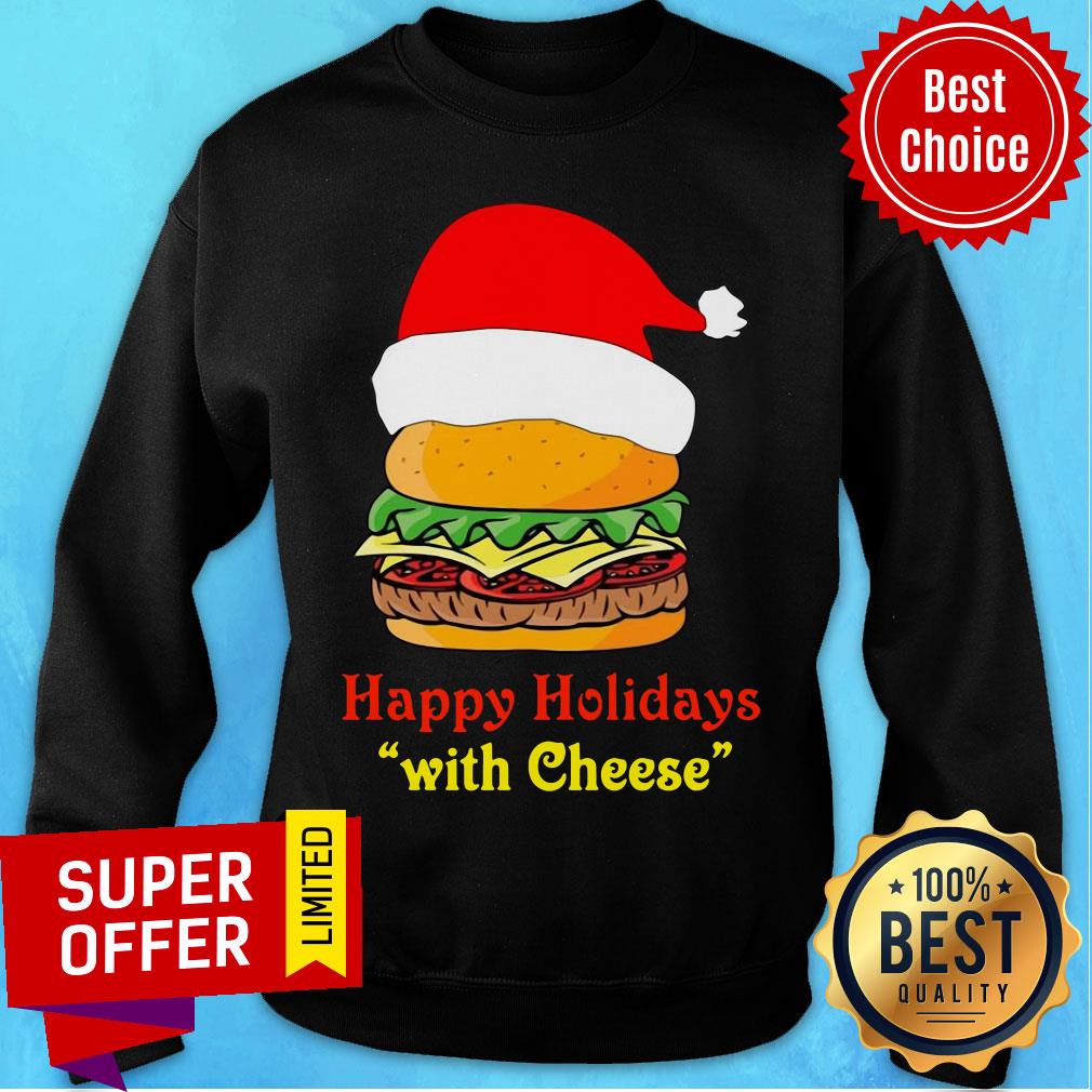 Funny Santa Hamburger Happy Holidays With Cheese Shirt - Image 3