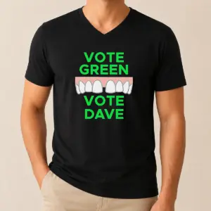 Alternative view of Pretty Hot Vote Green Vote Dave Missing Front Tooth Gap Shirt