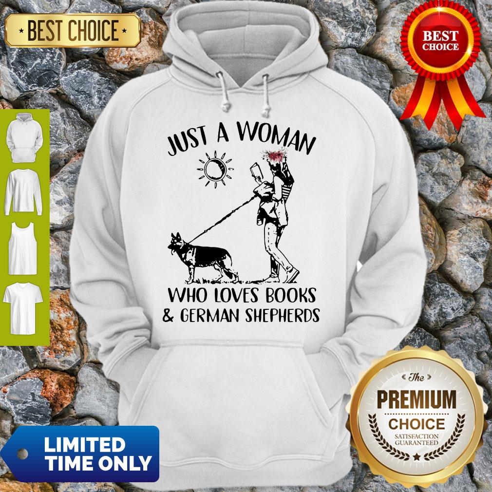 Top Just A Woman Who Loves Books & German Shepherds Shirt - Image 2