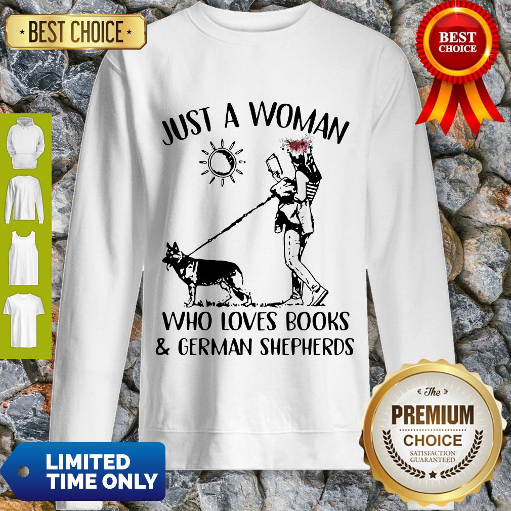 Top Just A Woman Who Loves Books & German Shepherds Shirt - Image 3