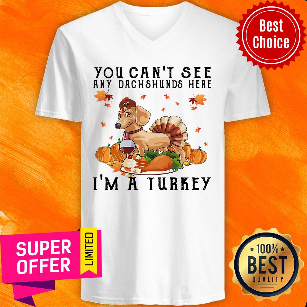 Top You Can'T See Any Dachshunds Here I'M A Turkey Pumpkin Shirt - Image 3