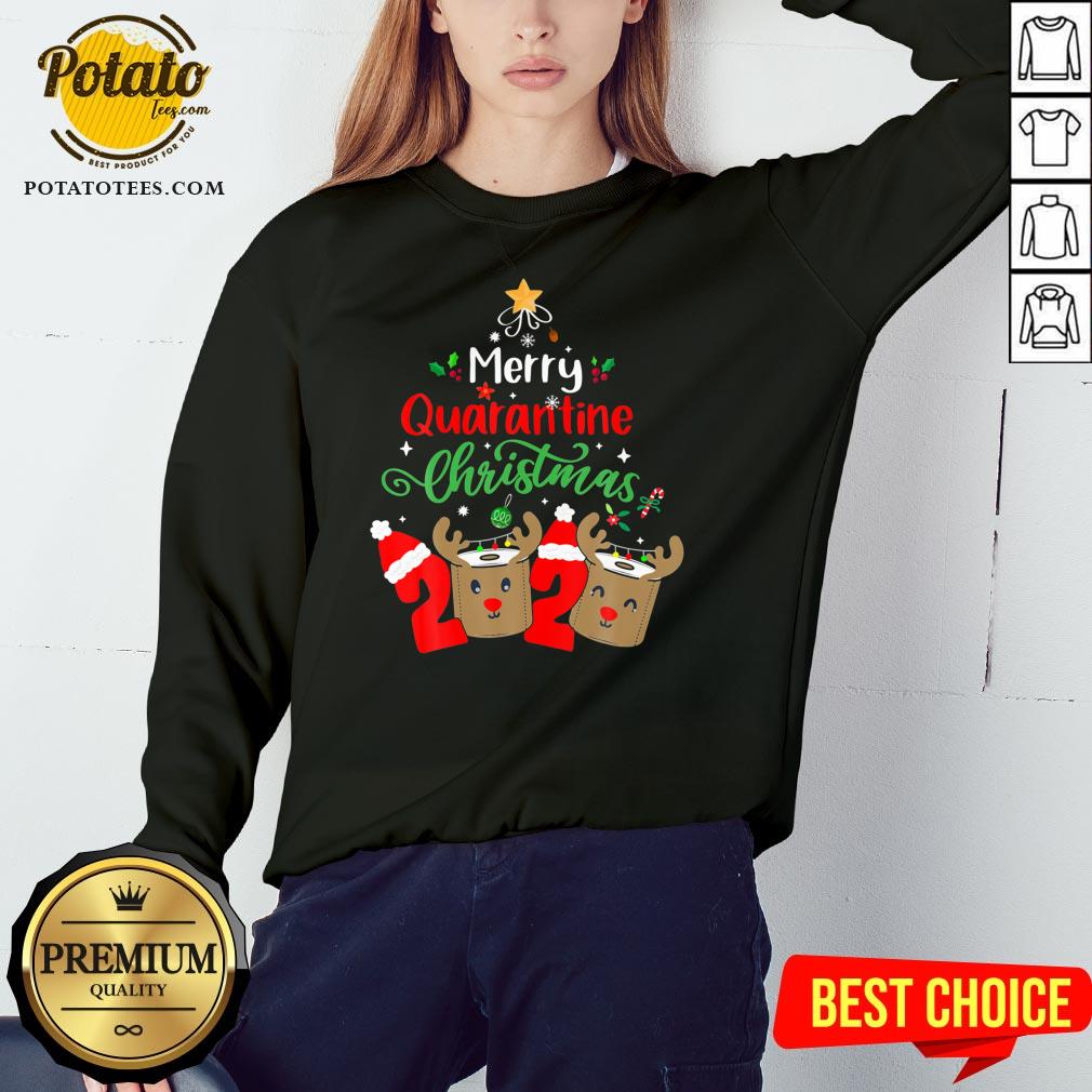 Great Merry Quarantine Christmas 2020 Reindeer Toilet Paper Shirt - Image 4