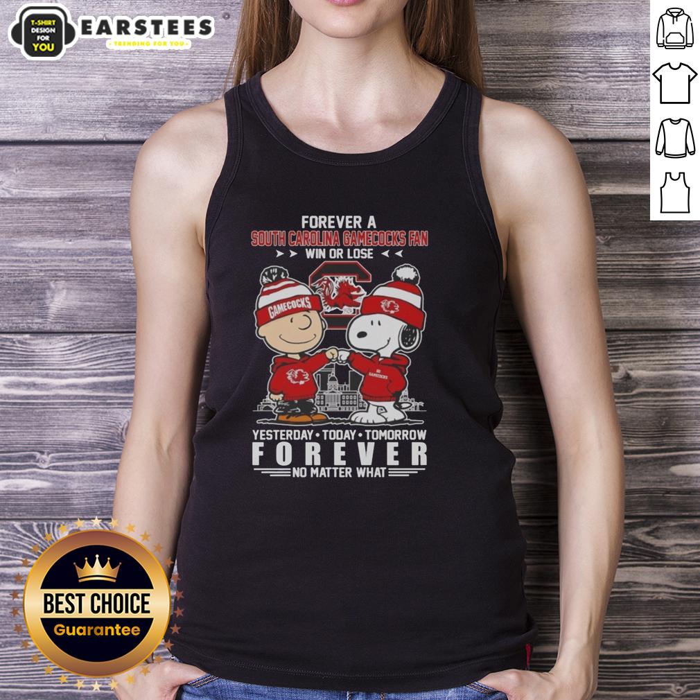 Awesome South Carolina Gamecocks Snoopy And Charlie Brown Forever A Fan Win Or Lose T-Shirt - Image 4
