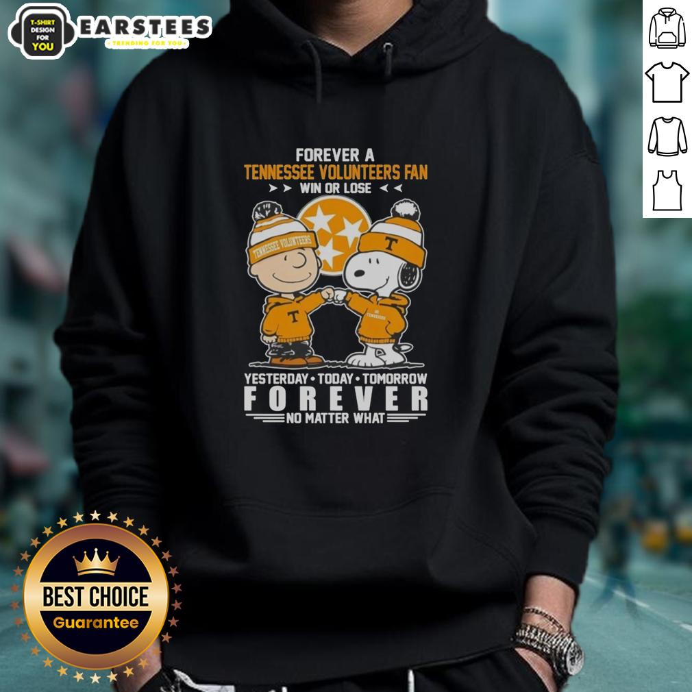 Awesome Tennessee Volunteers Snoopy And Charlie Brown Forever A Fan Win Or Lose T-Shirt - Image 2