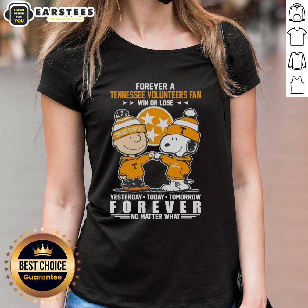 Awesome Tennessee Volunteers Snoopy And Charlie Brown Forever A Fan Win Or Lose T-Shirt - Image 3