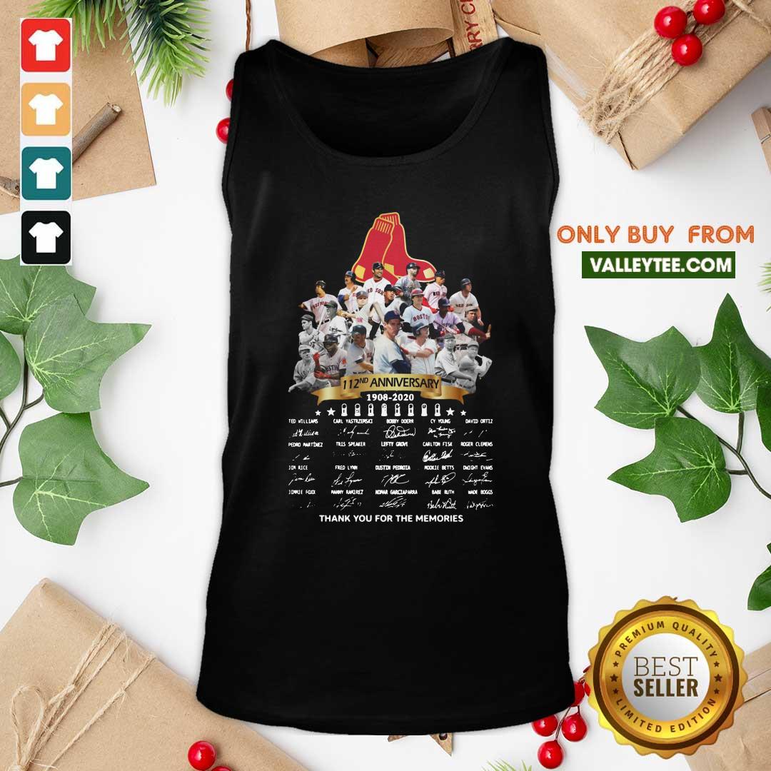 Top The Boston Red Sox 112nd Anniversary 1902 2020 Thank You For The Memories Signatures Shirt - Image 4