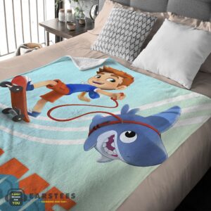 Alternative view of Good Catoon Sharkdog Sharkdog and Max Skateboarding Blanket Fleece Customized Blanket