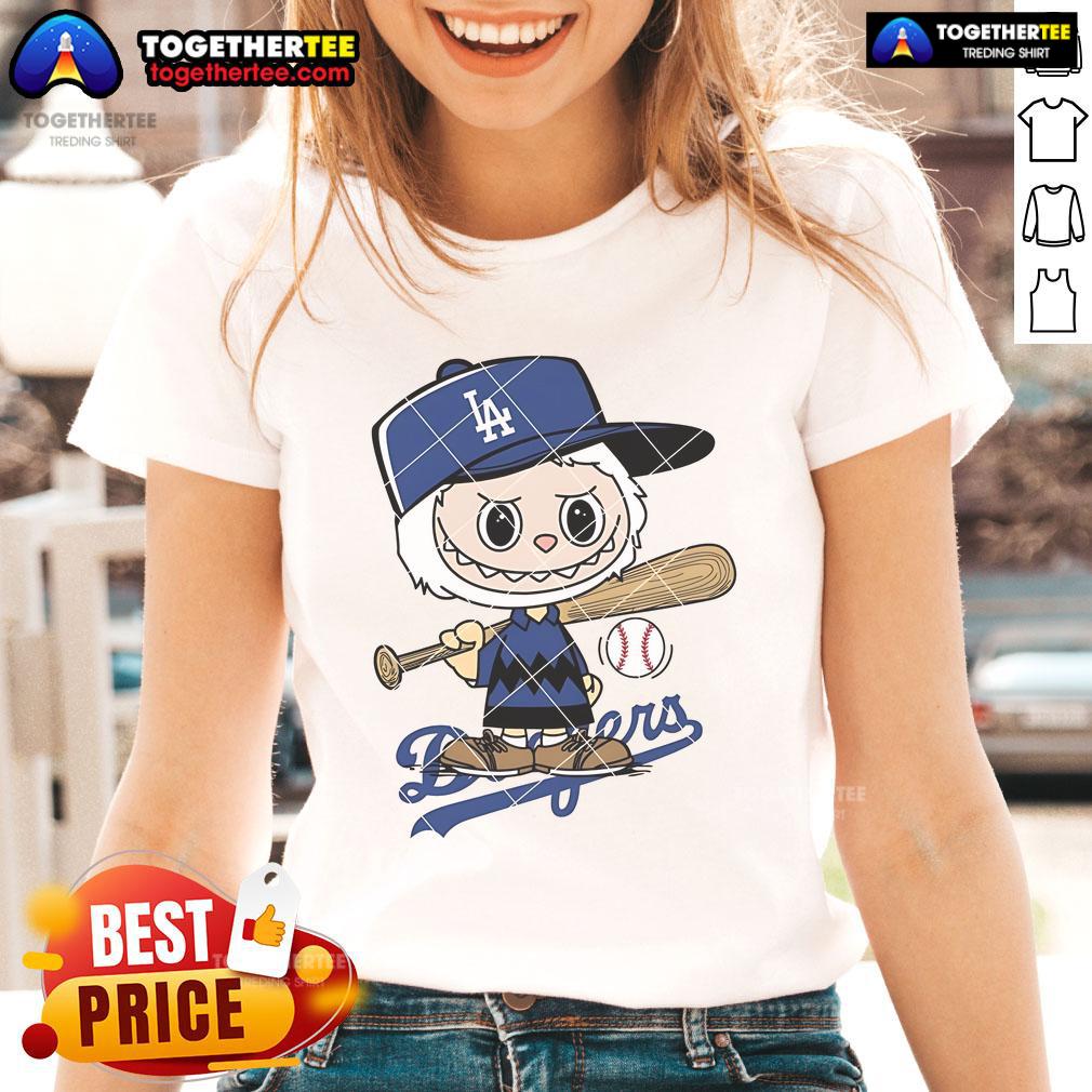 Nice Labubu Charlie Brown Los Angeles Dodgers T-Shirt - Image 3