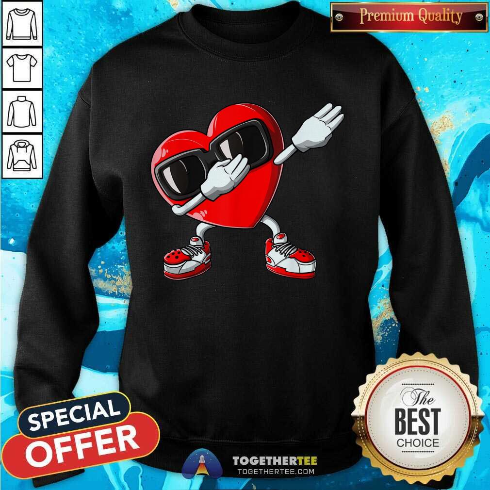 Funny Valentines Day Dabbing Heart Shirt - Image 4