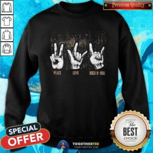 Alternative view of Funny Peace Love Rock And Roll Guitar Ret Hippie Collection Shirt