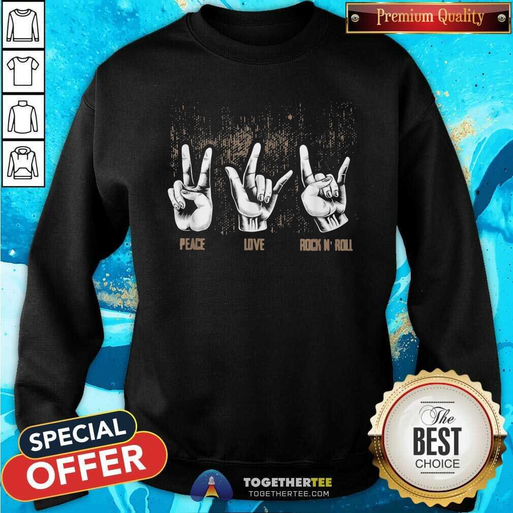 Funny Peace Love Rock And Roll Guitar Ret Hippie Collection Shirt - Image 2