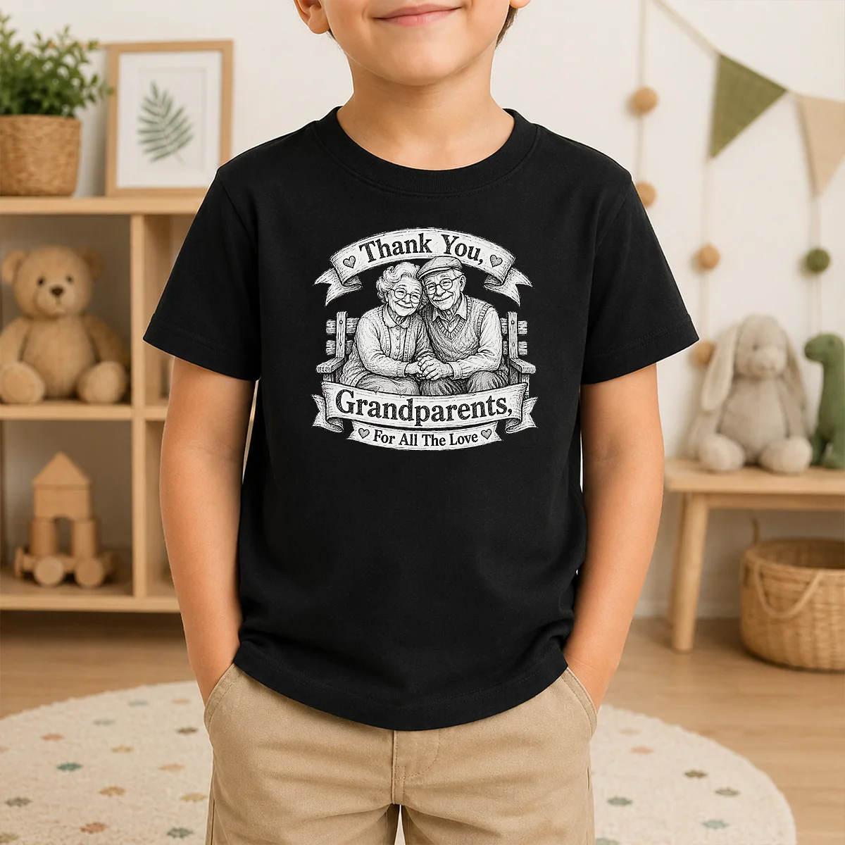 Pretty Grandparents Day Gratitude Sketch Family Shirt - Image 9