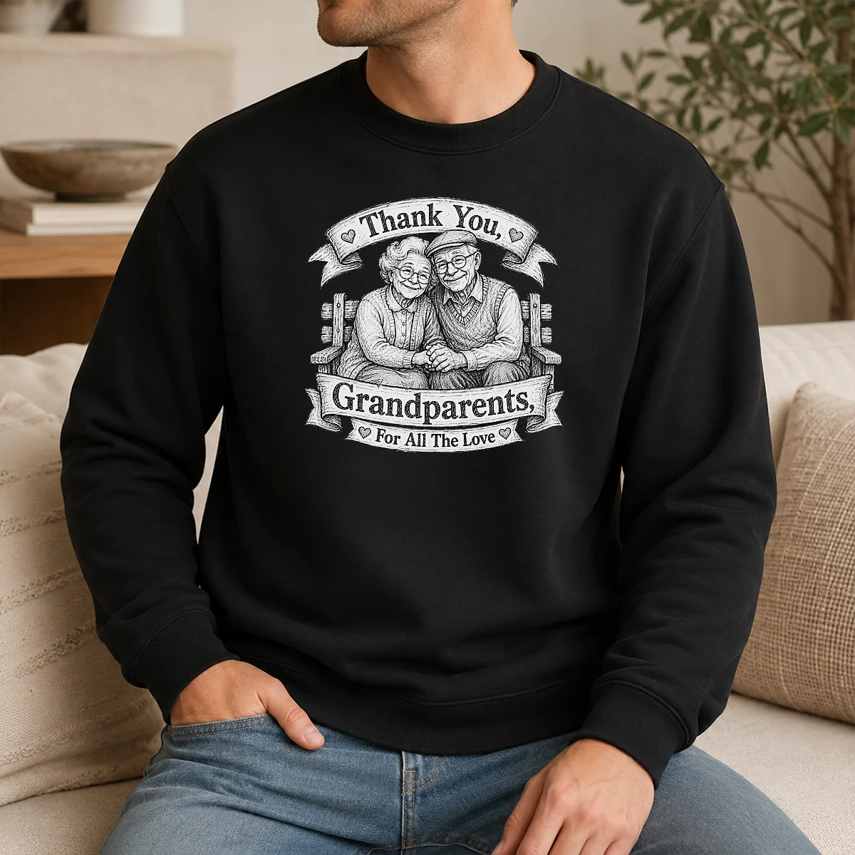 Pretty Grandparents Day Gratitude Sketch Family Shirt - Image 7