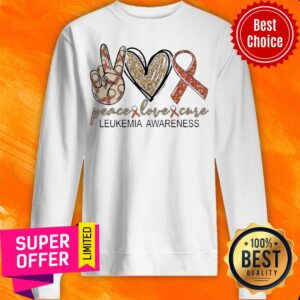 Alternative view of Funny Peace Love Cure Leukemia Awareness Diamond Shirt