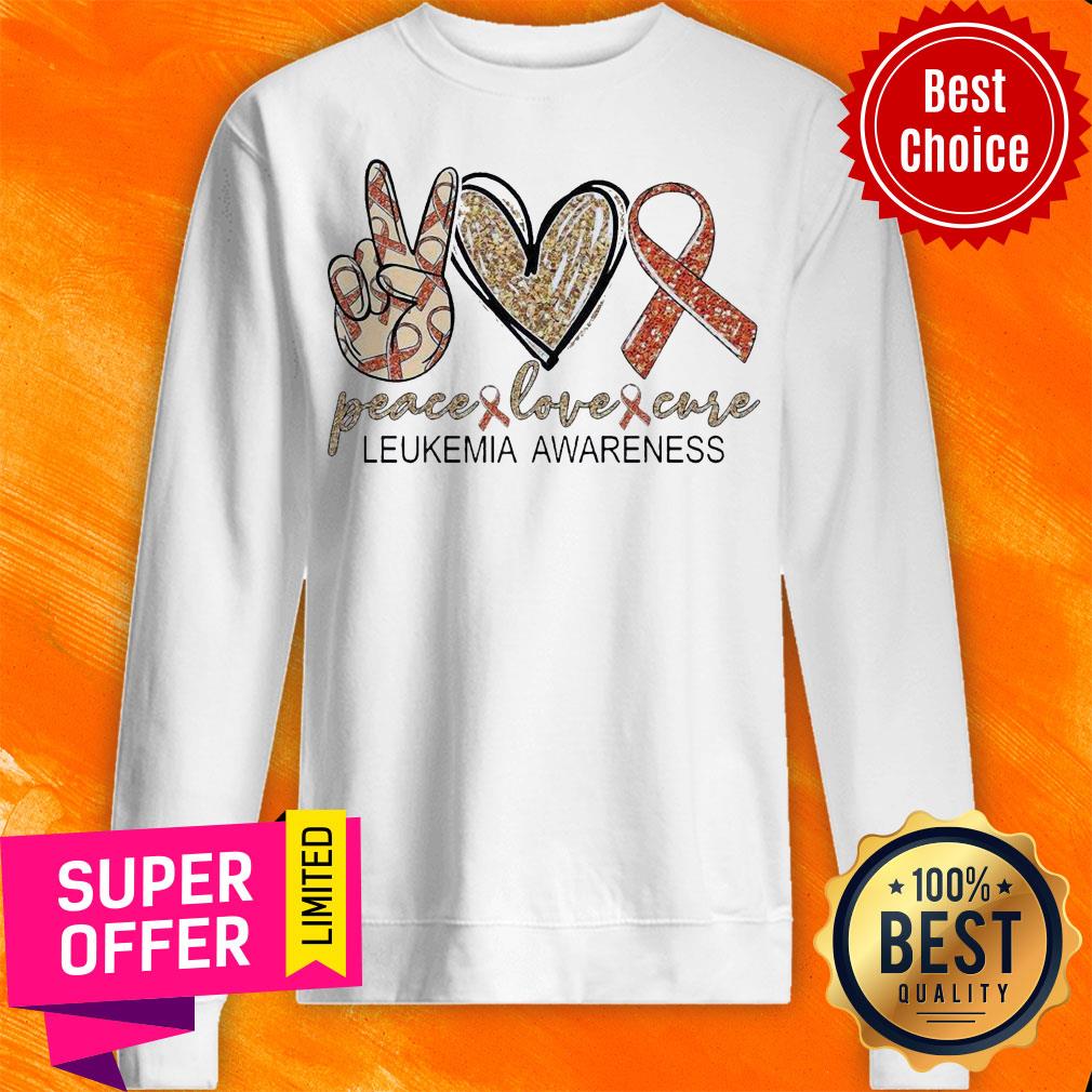Funny Peace Love Cure Leukemia Awareness Diamond Shirt - Image 2