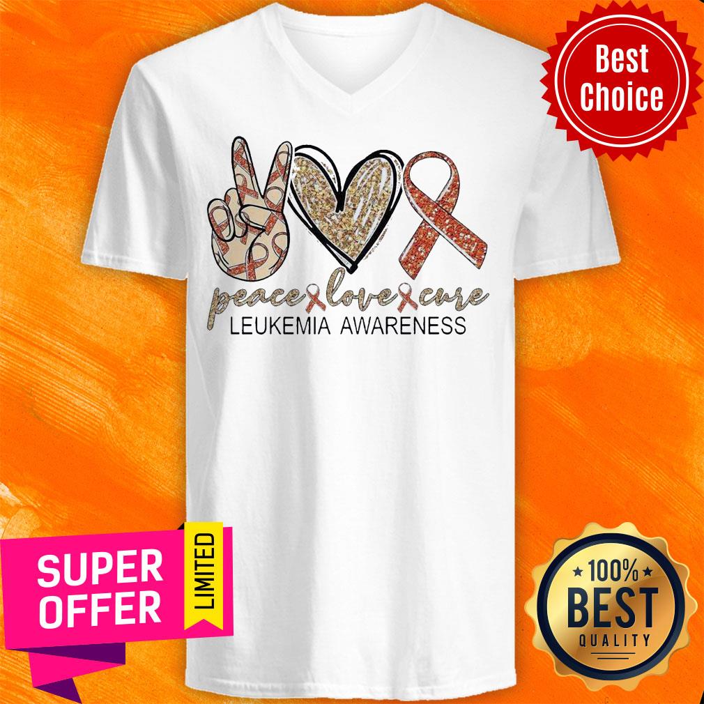 Funny Peace Love Cure Leukemia Awareness Diamond Shirt - Image 4