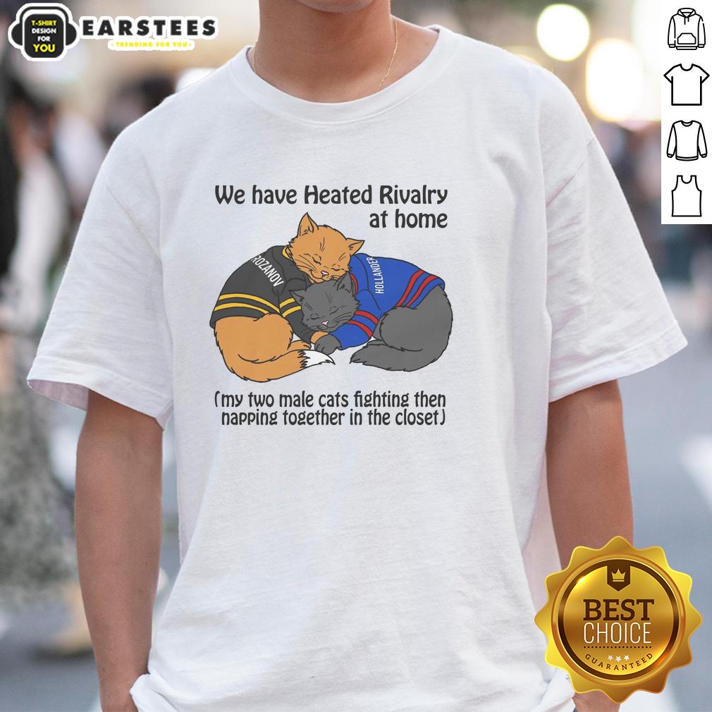 Funny We Have Heated Rivalry At Home My Two Male Cats Fighting Then Napping Together In The Closet T-Shirt