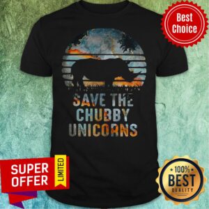 Funny Save The Chubby Unicorns Sunset Rhino Shirt