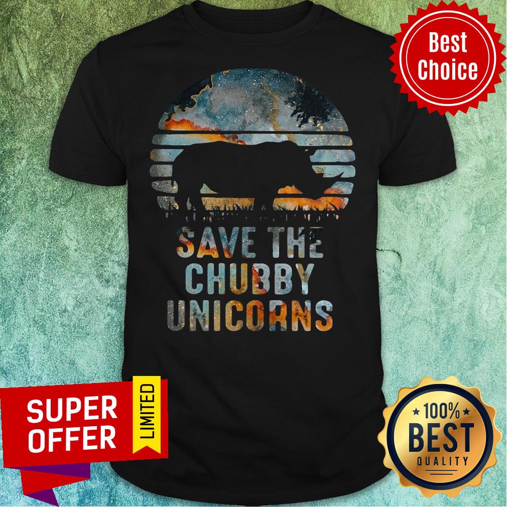 Funny Save The Chubby Unicorns Sunset Rhino Shirt