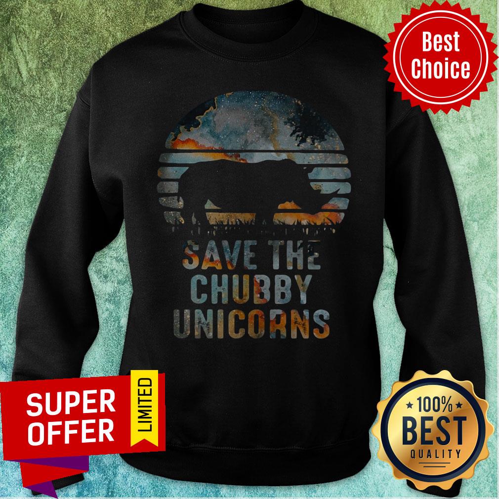 Funny Save The Chubby Unicorns Sunset Rhino Shirt - Image 2