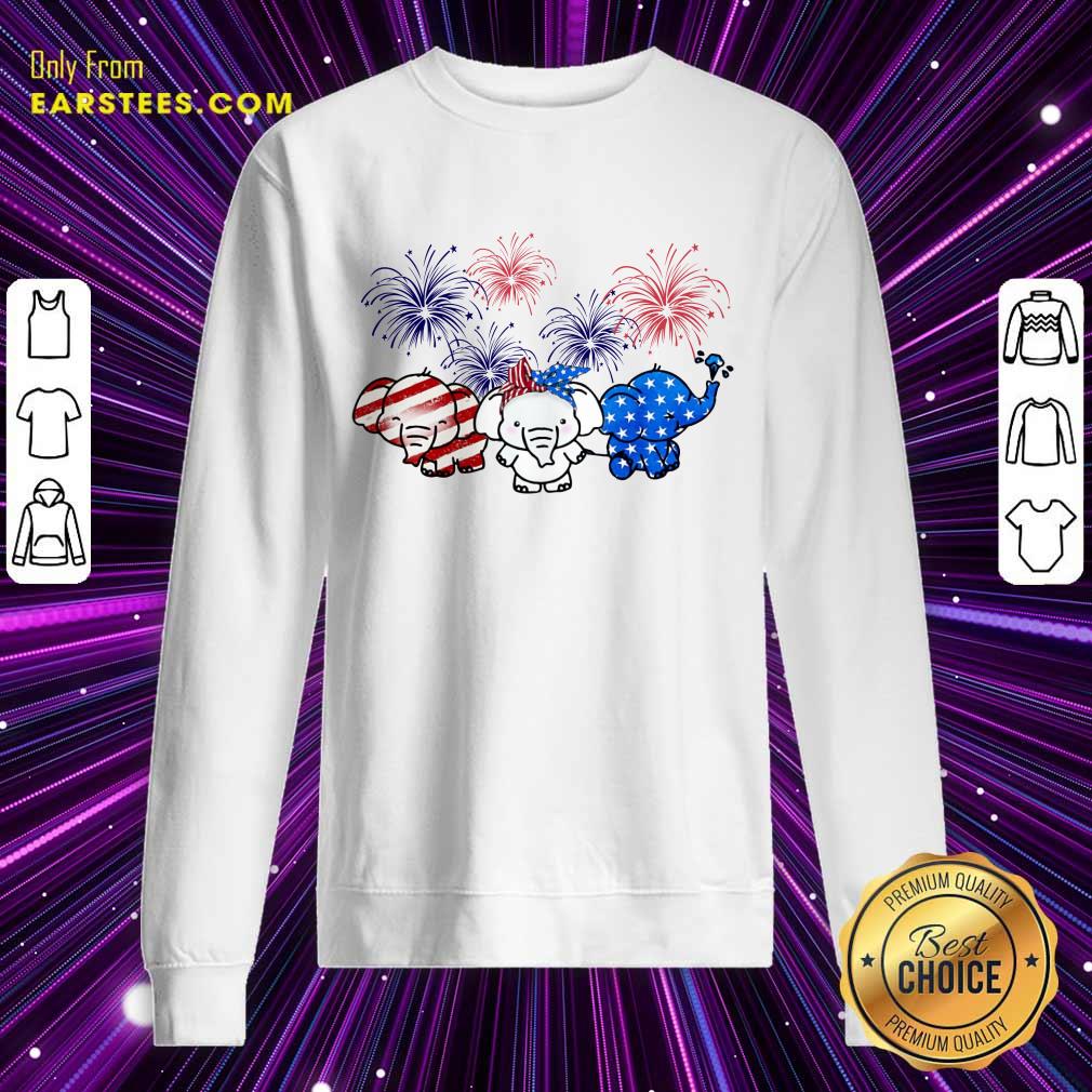 Nice Elephants American Flag Firework Shirt - Image 3