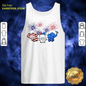 Alternative view of Nice Elephants American Flag Firework Shirt