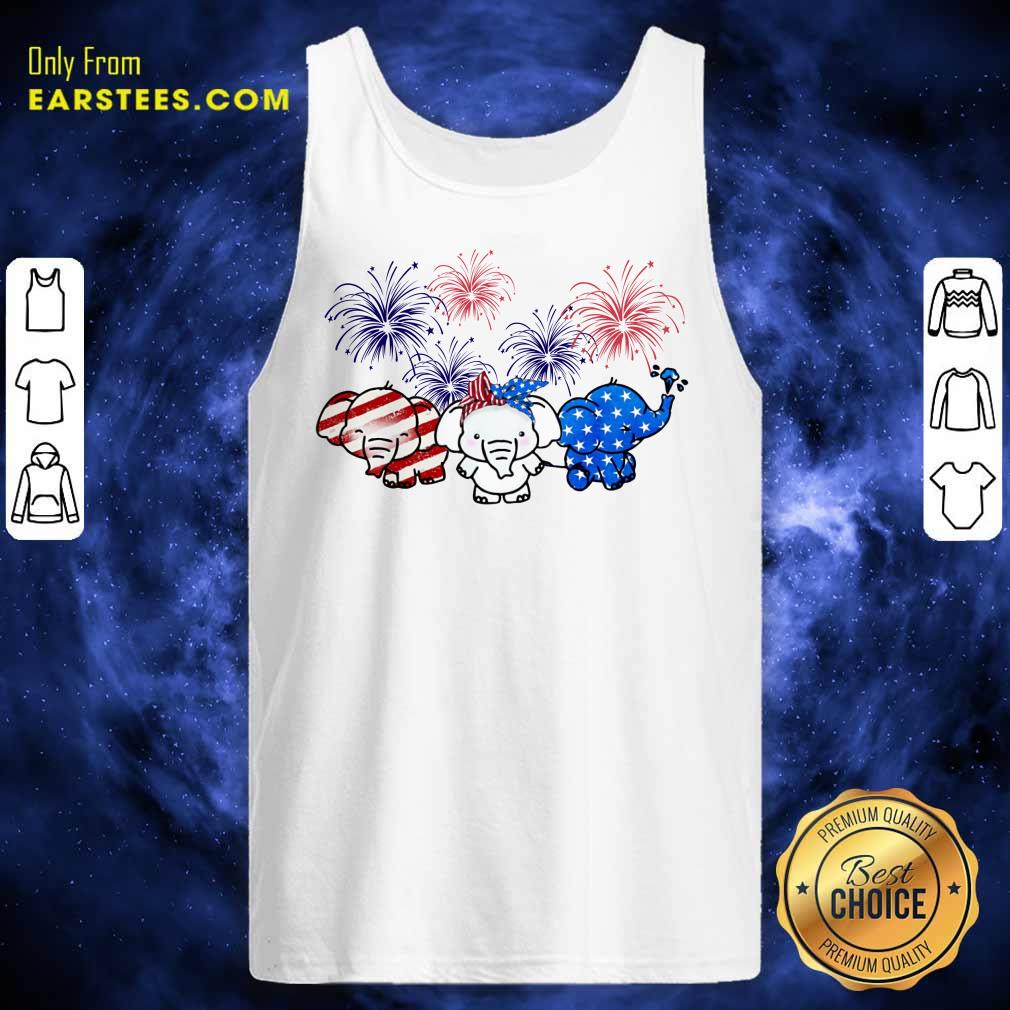 Nice Elephants American Flag Firework Shirt - Image 2