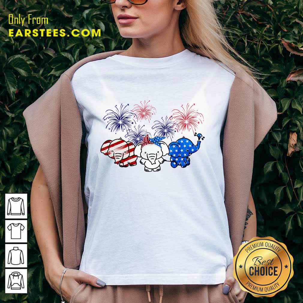 Nice Elephants American Flag Firework Shirt - Image 5