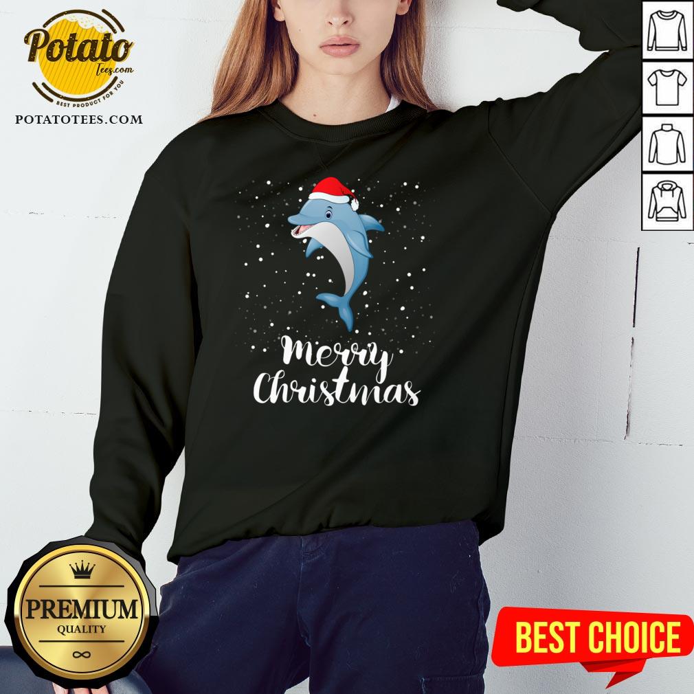 Official Dolphins Santa Reindeer Light Christmas Shirt - Image 4
