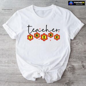 Teacher Tribe Orange Flowers Back To School T-Shirt