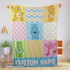 Premium Good Colorful Care Bears Patchwork Blanket Fleece Customized Blanket