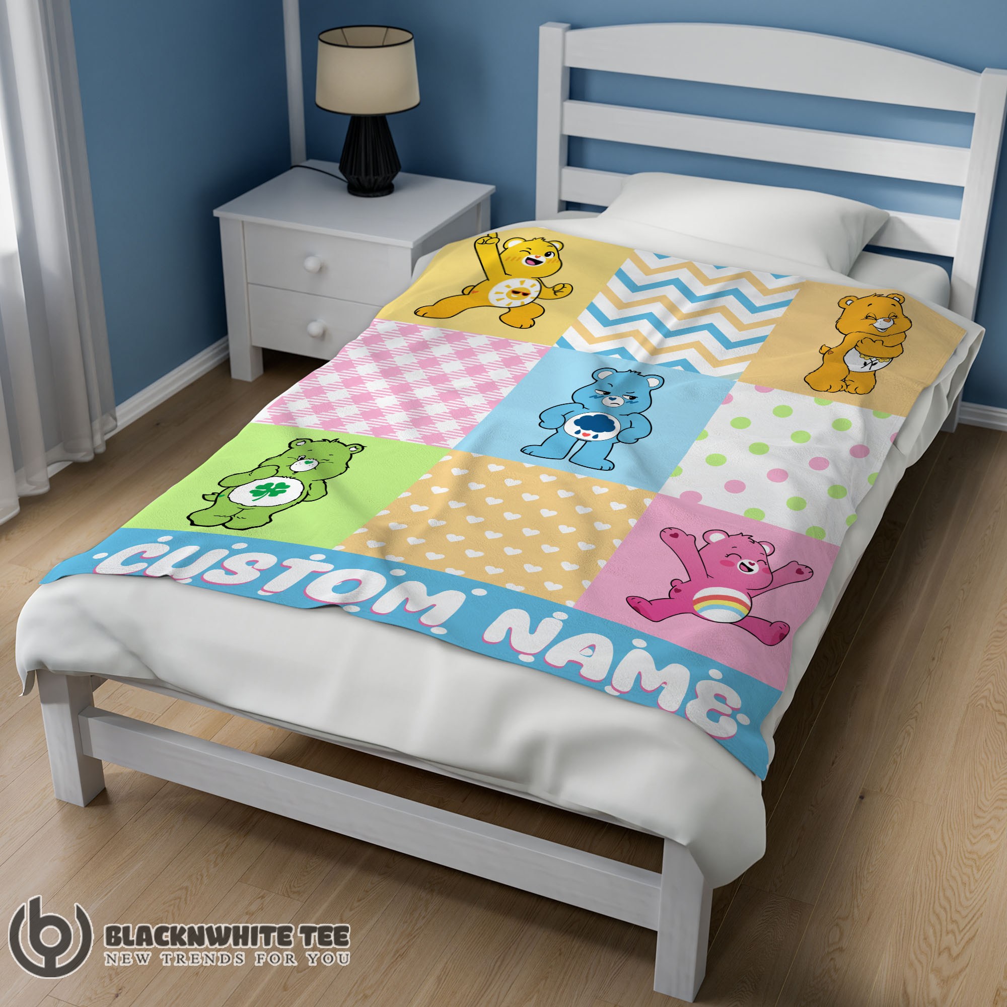 Premium Good Colorful Care Bears Patchwork Blanket Fleece Customized Blanket - Image 2