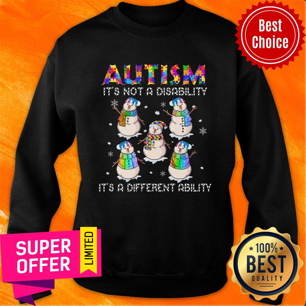 Snowman Autism It'S Not A Disability It's A Different Ability Shirt - Image 5