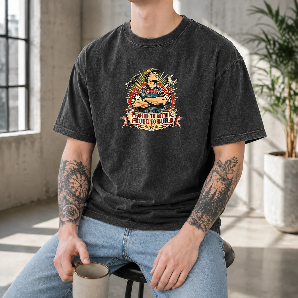 Original Vintage Labour Day Proud Worker Graphic Shirt - Image 9