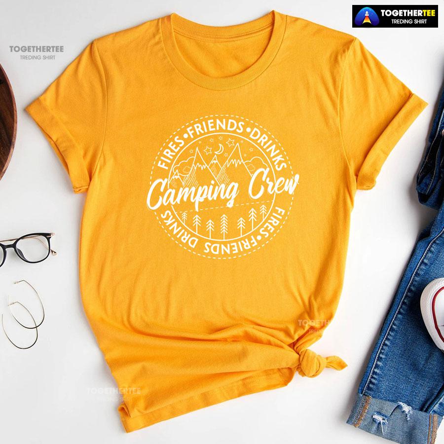 Camping Crew Fires Friends Drinks T-Shirt - Image 11