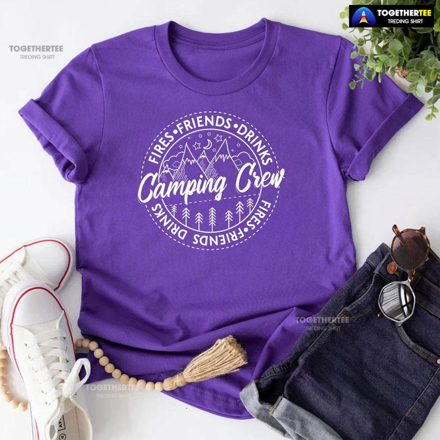 Camping Crew Fires Friends Drinks T-Shirt - Image 7