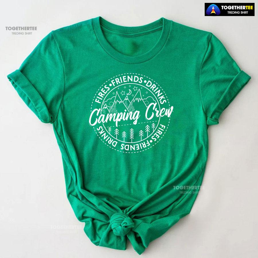 Camping Crew Fires Friends Drinks T-Shirt - Image 9