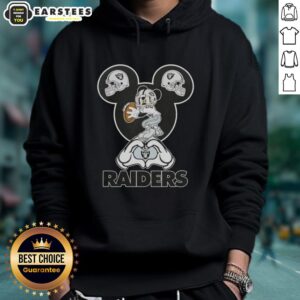 Alternative view of Top Mickey Hands Heart Love Las Vegas Raiders Football T-Shirt
