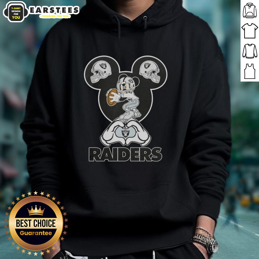 Top Mickey Hands Heart Love Las Vegas Raiders Football T-Shirt - Image 2