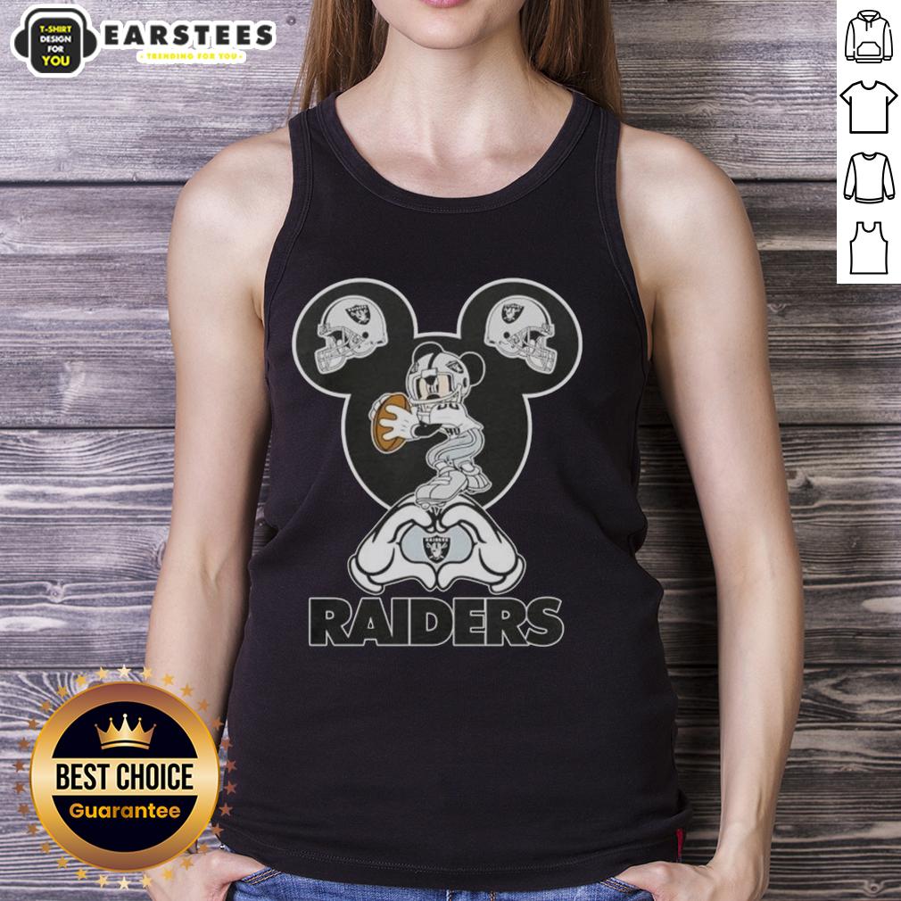Top Mickey Hands Heart Love Las Vegas Raiders Football T-Shirt - Image 4