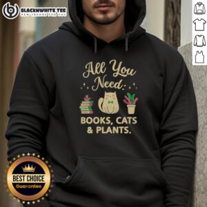 Alternative view of Good All You Need Books Cats Plants T-Shirt