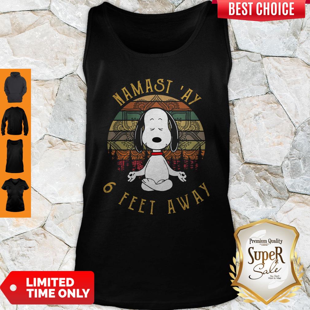Funny Snoopy Namast’ay 6 Feet Away Vintage Shirt - Image 5
