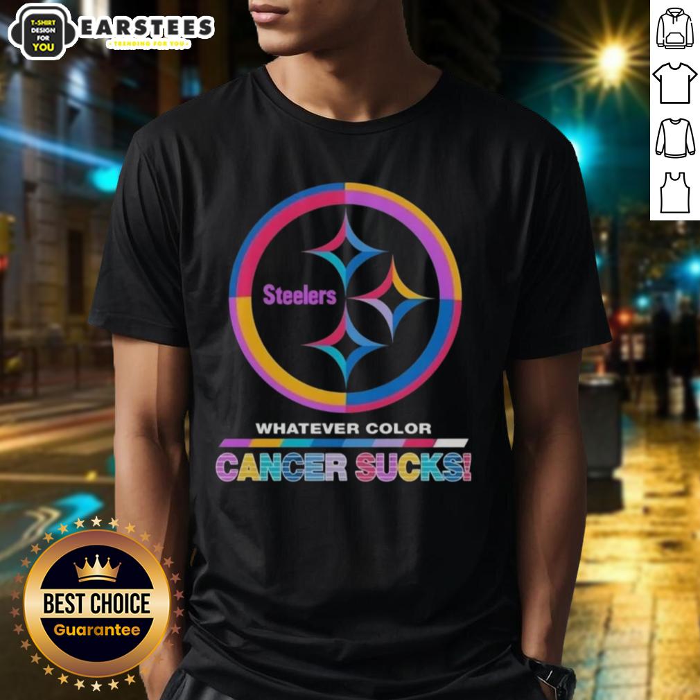 Awesome Pittsburgh Steelers Football Whatever Color Cancer Sucks Logo Colors T-Shirt