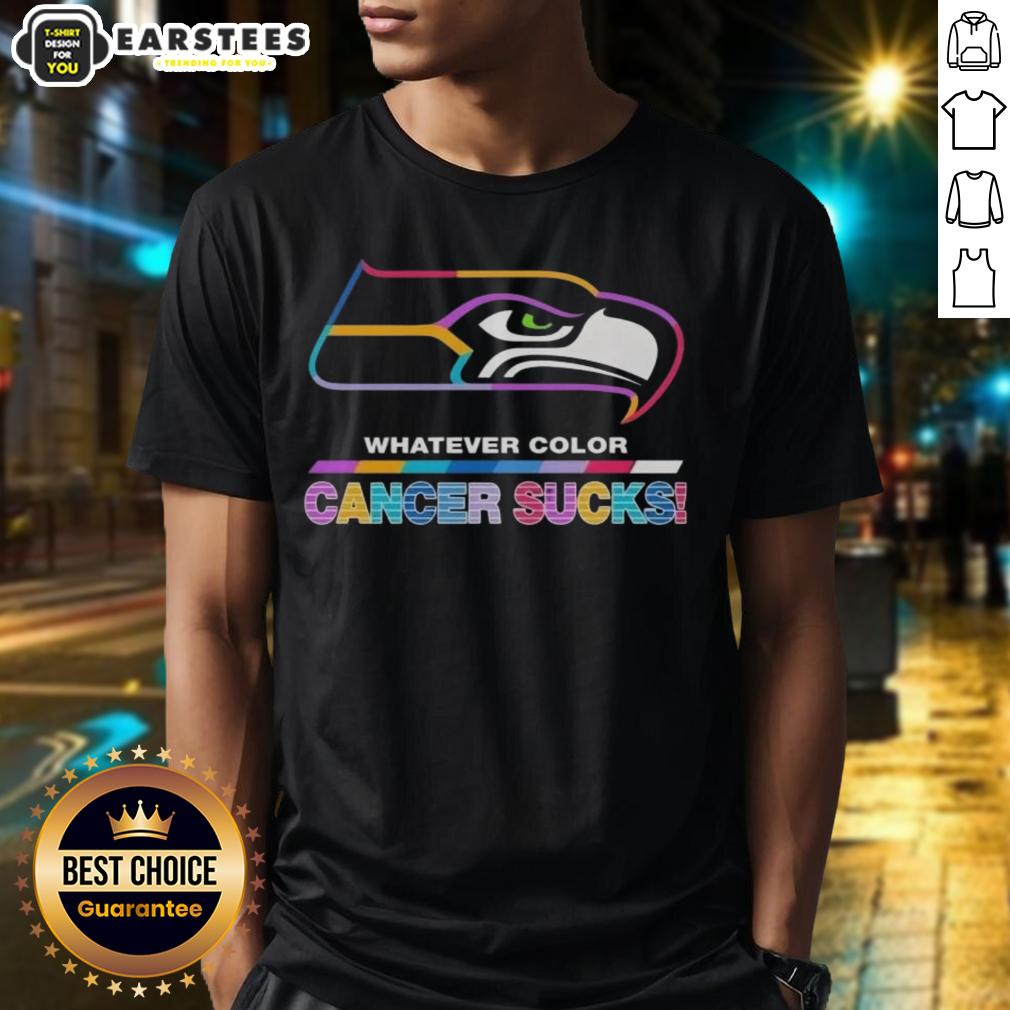 Awesome Seattle Seahawks Football Whatever Color Cancer Sucks Logo Colors T-Shirt