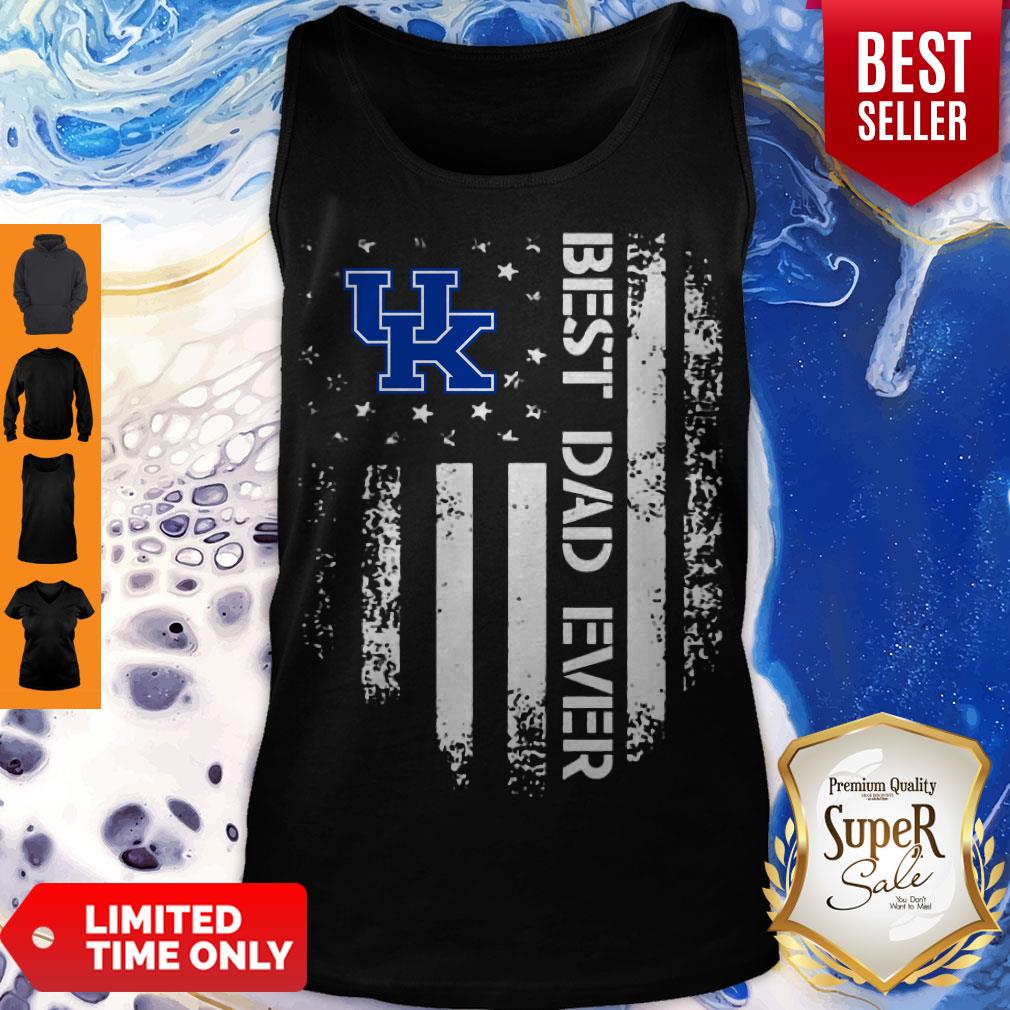 Official Kentucky Wildcats Best Dad Ever America Flag Shirt - Image 2